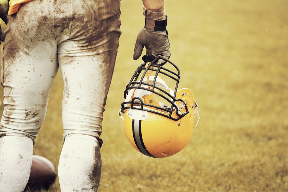 America football player on the field during the game