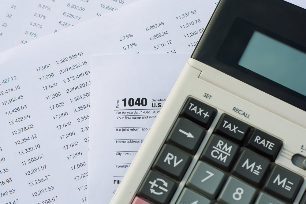 US tax form with pen taxation concept